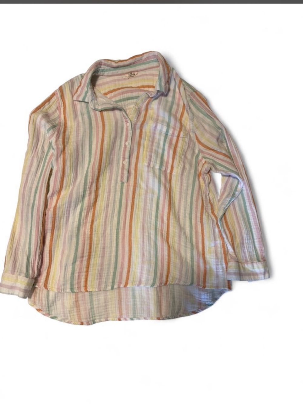 a.n.a coastal chic Vertical Stripe Cotton Gauze Tunic Top